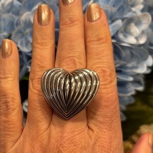 Lagos Fluted Heart Caviar BOLD Sterling Silver Ring